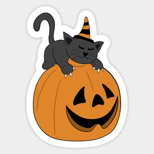 PUMPKIN BLACK CAT Sticker